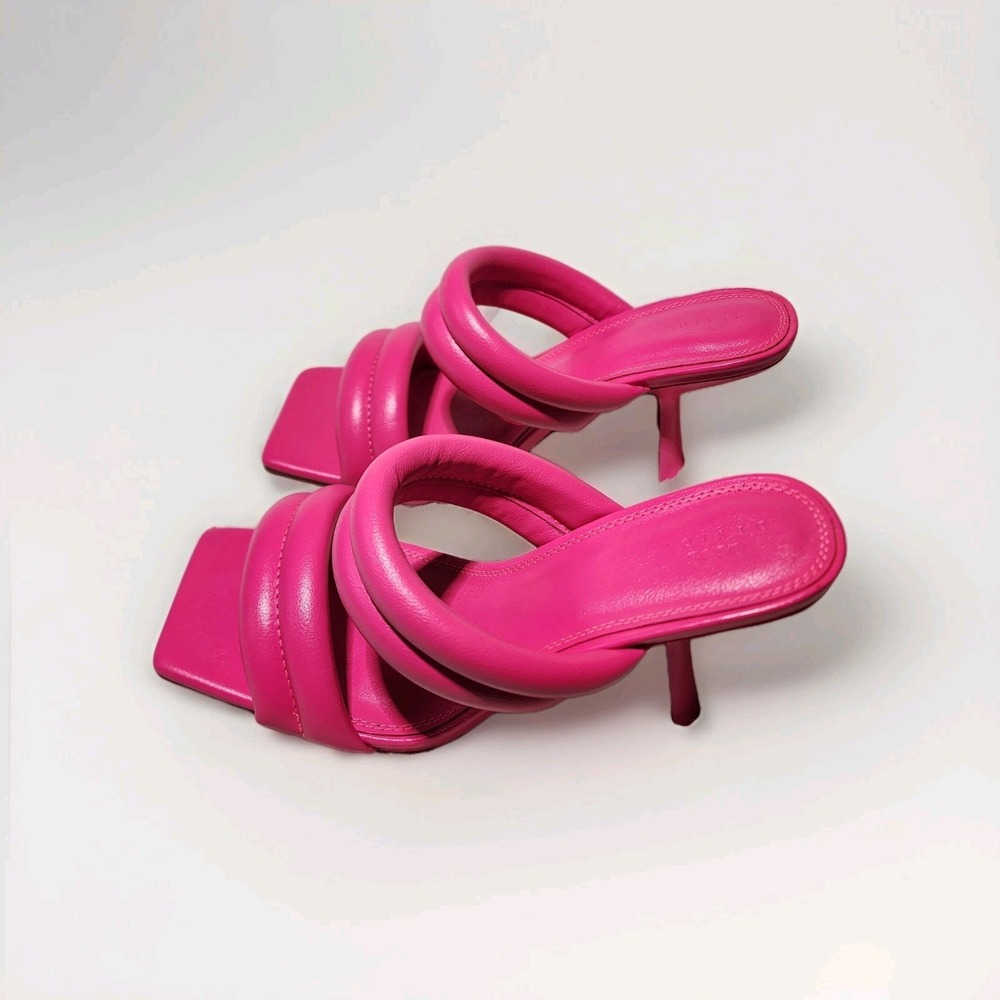ASOS Design Pink‎ Padded Heeled Mules Slip On Sandals Heels UK7 EU40 US9 - Picture 3 of 10